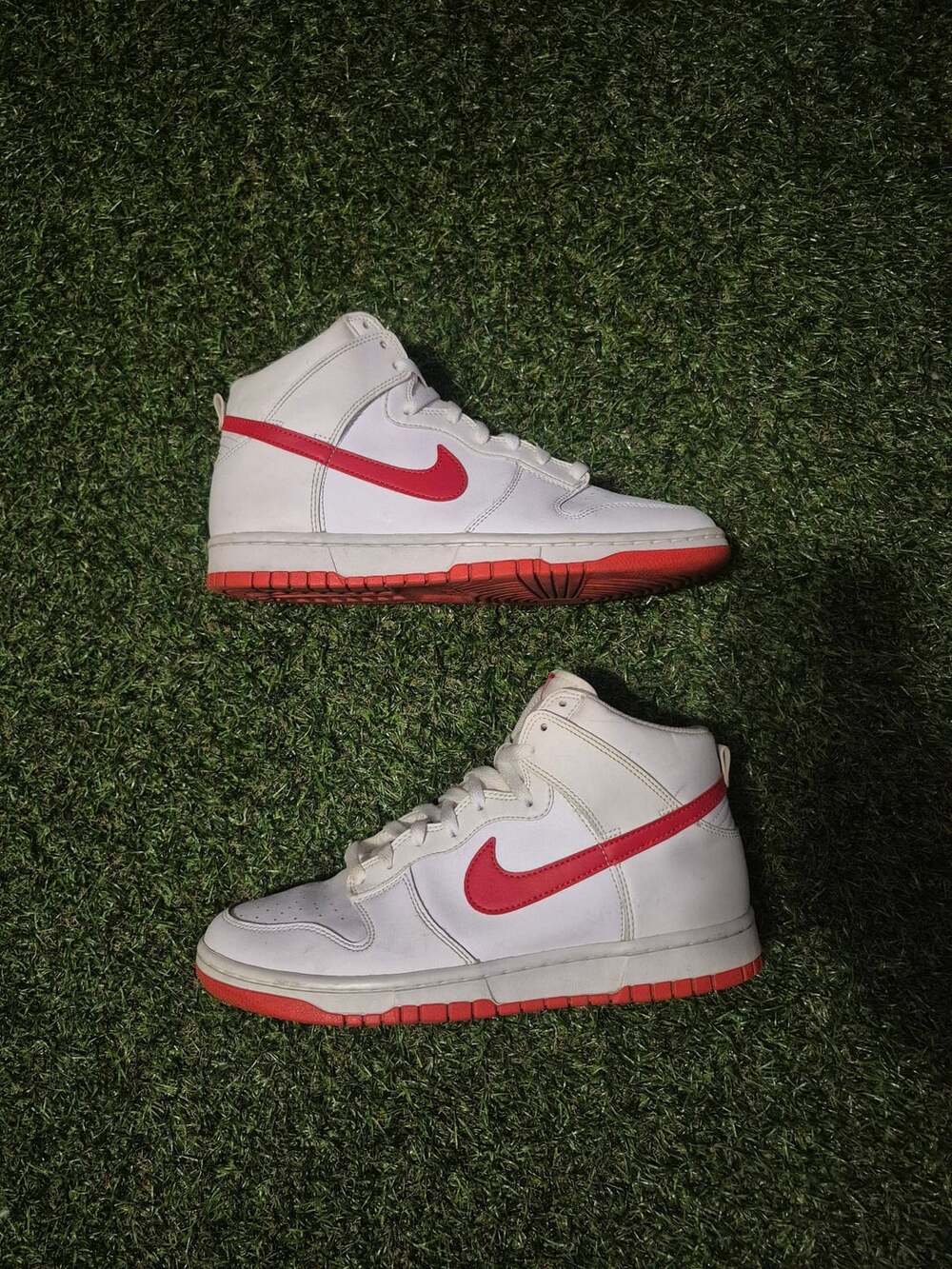 Nike Dunk High White Red Leather Sneakers